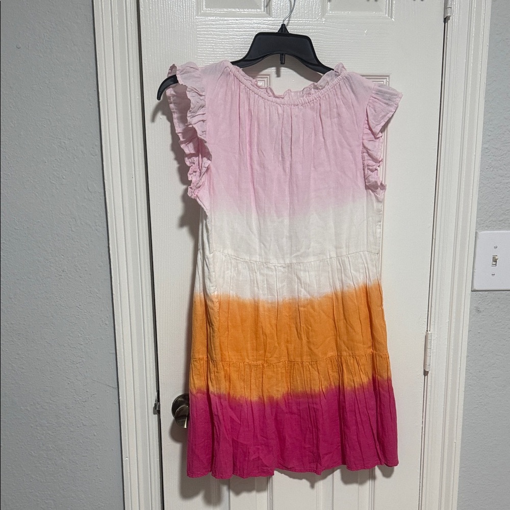 T H L M women’s Pink & Orange Tie-Dye Tiered Dress size XS - Picture 2 of 12